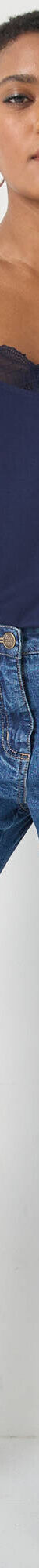 Débardeur col V dentelle, bretelles réglables (marine) Débardeur col V dentelle, bretelles réglables (marine)